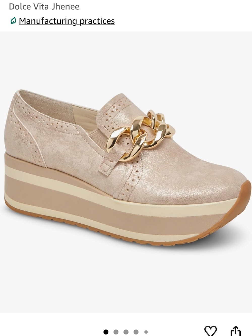Dolce Vita Jhenee Platform Loafer in Light Gold with Gold Chain